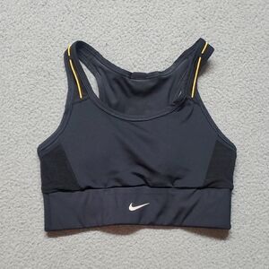 Nike Women's Black and Yellow Sports Bra Size S